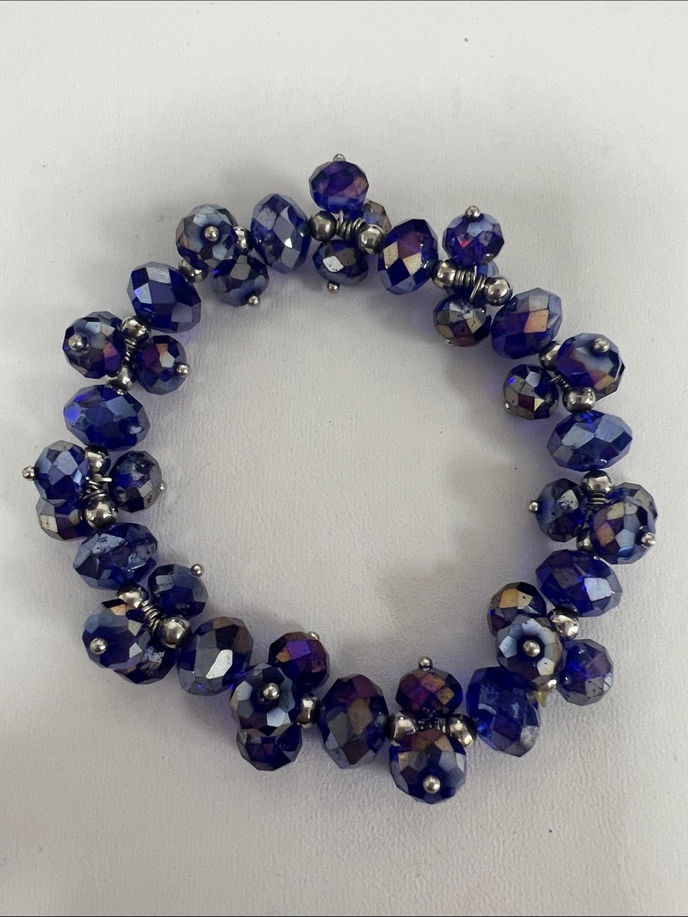 Elegant Faceted Bead Stretch Bracelet - Purple